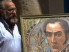 0016 El pintor cubano Ever Fonseca devela un cuadro de Bolívar, que donó al museo.