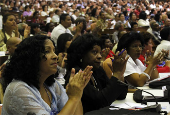 En el Congreso del PCC. Foto: Jorge Luis Baños