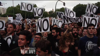 Protestas masivas en España por recortes económicos.