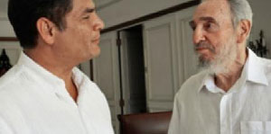 Rafael Correa y Fidel Castro. Foto: giron.co.cu