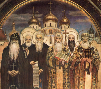 Detalle del fresco Eparcas rusos, catedral de St. Vladimir de Kiev, 1885-1896, Victor Vasnetsov