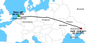 Mapa del vuelo MH17.  Wikipedia.org