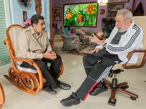 Nicolás Maduro y Fidel Castro en La Habana.  Foto/archivo: Estudios Revolución