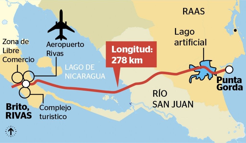 La Ruta del Canal, mapa: laprensa.com.ni