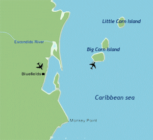 La tragedia ocurrio entre Corn Island y Little Corn Island. Mapa: nicatour.net