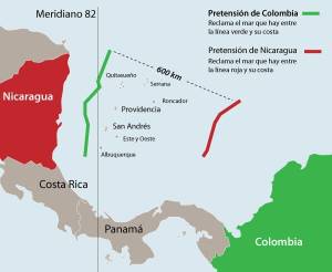 Territorio en disputa entre Colombia y Nicaragua.