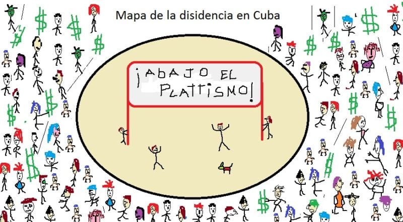 Mapa de la disidencia en Cuba. Ilustración: Erasmo Calzadilla