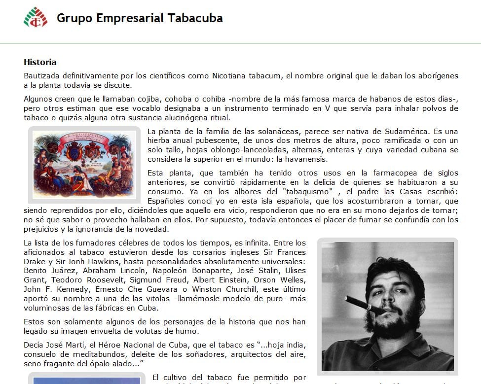 Página principal de Tabacuba