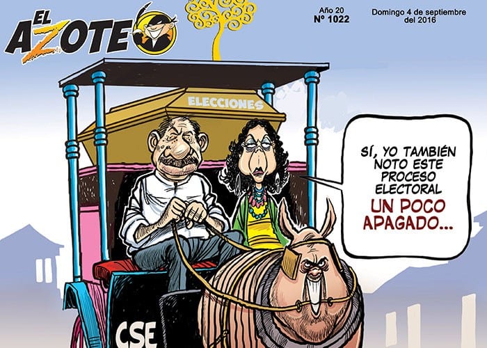 Prácticamente no hubo campaña ya que eliminaron a la oposición.  Caricatura: Manuel Guillen/laprensa.com.ni